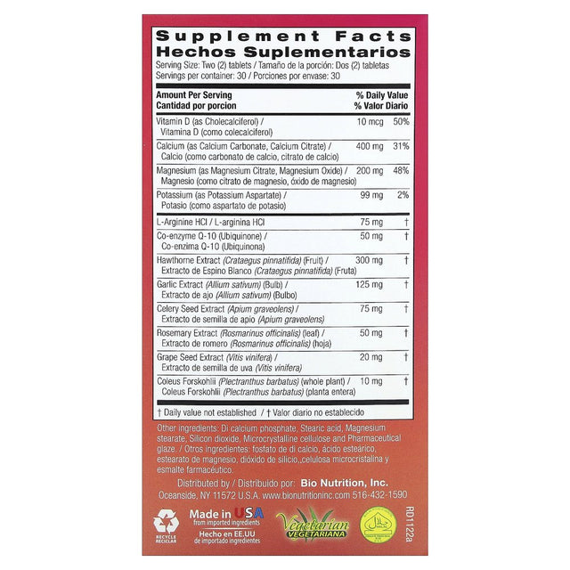 Bio Nutrition Blood Pressure Wellness 60 Tabs