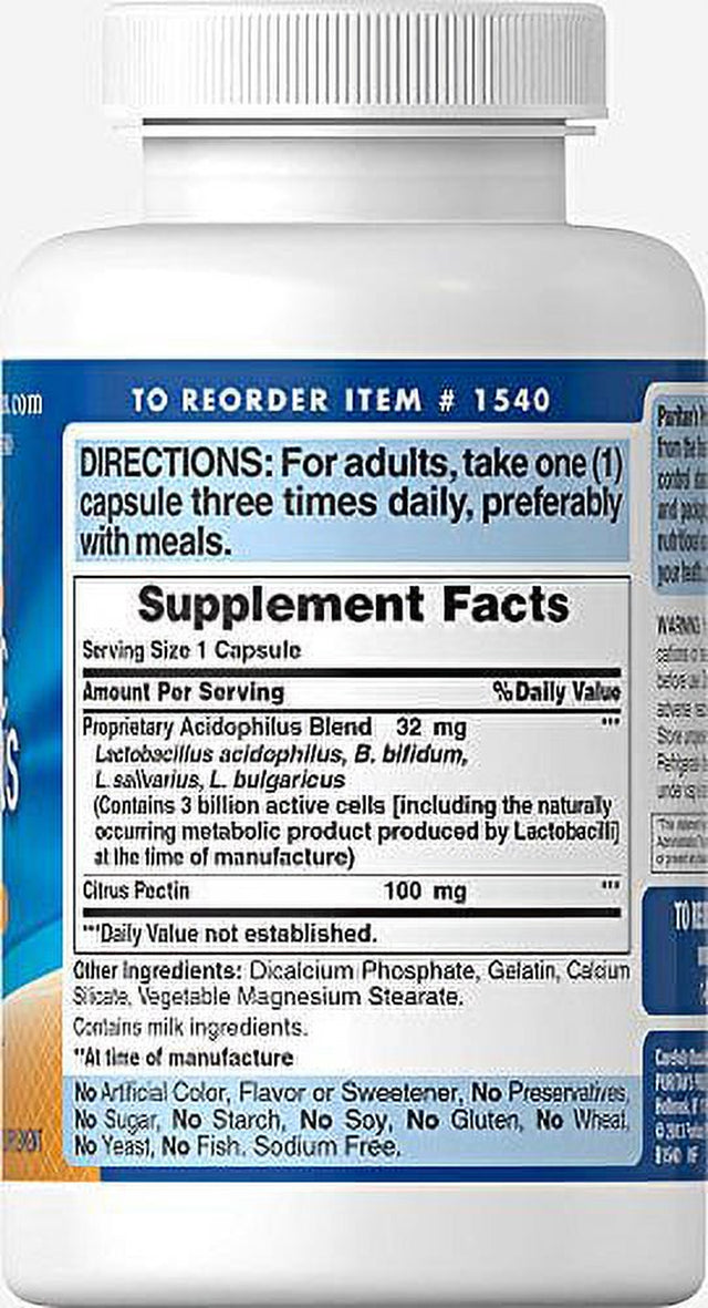 Probiotic Acidophilus with Pectin, 100 Count by Puritan'S Pride, White (P-2)