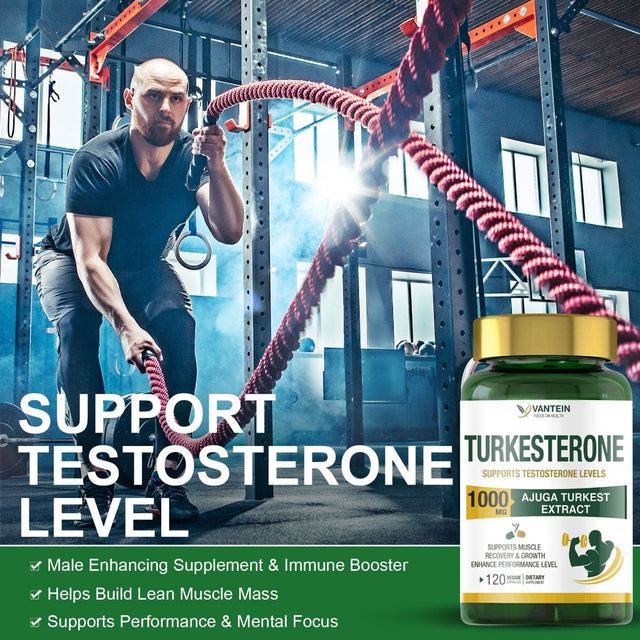 Turkesterone Supplement 1000Mg, Muscle Building and Mood Boost, Tested Male Strength Enhancer and Immune Booster,120 Vegan Capsules
