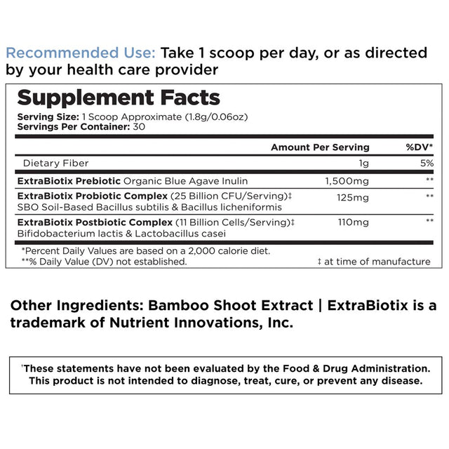 Livingood Daily Pre Pro Post Biotics Blend, 30 Servings - Prebiotic Fiber Powder + Probiotic + Postbiotics