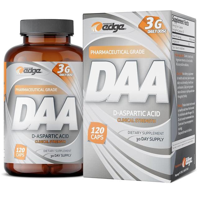 Performance Edge DAA D-Aspartic Acid 3G Daily Dose 30 Day Supply, 120 Capsules