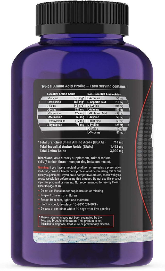 Ultimate Nutrition Amino Gold Tablets- Branch Chain Amino Acids Supplement for Muscle Building, Workout Recovery, Lean Muscle, and Athletic Performance- Whey Protein Isolate, 250 Tablets