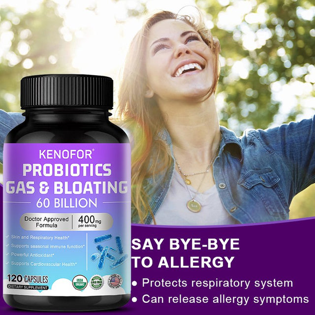 KENOFOR Probiotic Capsules with Lactobacillus Acidophilus, Powerful Antioxidants to Support Skin, Cardiovascular, Digestive, Immune and Respiratory Health