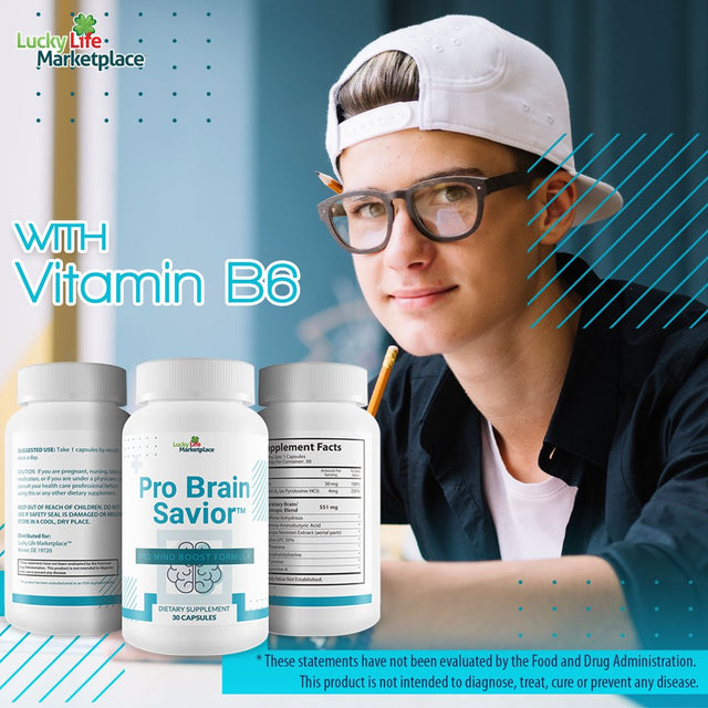 Pro Brain Savior - Nootropic Brain Supplement - Pro Mind Boost Formula for Memory, Focus, & Clarity - Study Pills - Bacopa, Niacin, Caffeine + L-Theanine, GABA - Promote Memory Retention & Learning