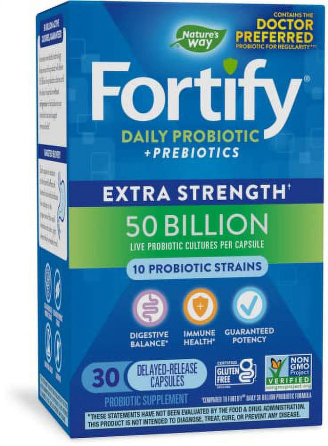 Nature’S Way Fortify Daily Probiotic, 50 Billion Live Cultures, 10 Strains, 30 Count