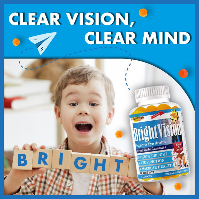 Brightvision Eye Vitamins Supplements Lutein Gummies Kids for Eye Vision Health Care Additive-Free Chewable Lutein Gummy for Macular Health, Blue Light, Eye Strain, Dry Eye Protection