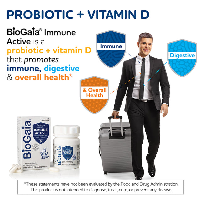 Biogaia Protectis Immune Active Probiotic | Clinically Proven Probiotic + Vitamin D | Supports Immune, Digestive and Overall Health | Probiotics for Men & Women | Capsules | 60 Day Supply