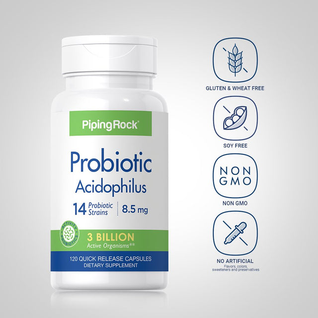 Probiotic Acidophilus 14 Strains 3 Billion Organisms | 120 Capsules | by Piping Rock