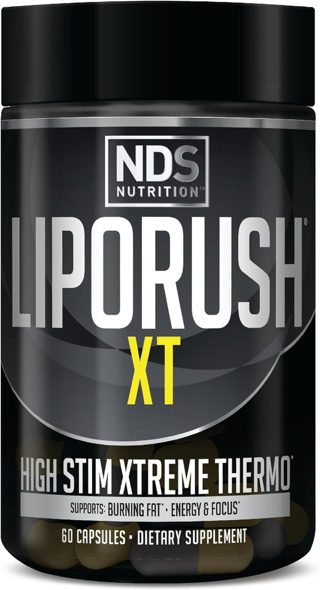 LIPORUSH NDS Nutrition XT - Super Concentrated Thermogenic with L-Carnitine & Teacrine for Shredding Fat - Supports Maximum Energy, Focus, Calorie Burning, Diuretic, Appetite Control (60 Capsules)