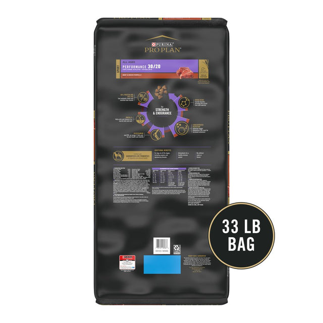 Purina Pro Plan Performance 30/20 Dry Dog Food Beef Bison, 33 Lb Bag