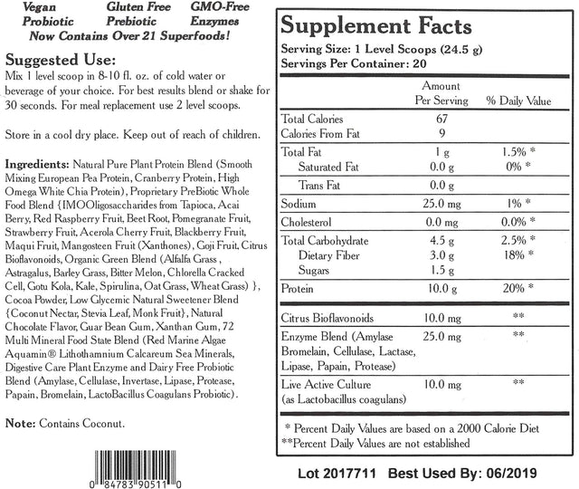 Wholistic Botanicals Live Plant Pea Protein Vanilla Powder