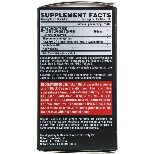 LIPO-6 Black, Ultra Concentrate, 30 Black-Caps, Nutrex Research