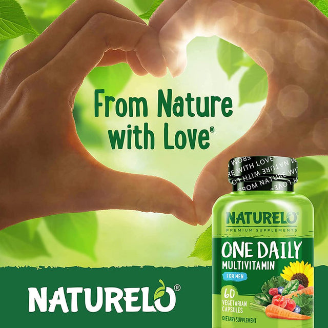 NATURELO One Daily Multivitamin for Men - with Vitamins & Minerals + Organic Whole Foods - Supplement to Boost Energy, General Health - Non-Gmo - 60 Capsules