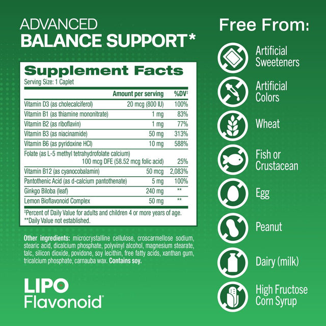 Lipo-Flavonoid Advanced Balance Support for Vertigo Symptoms, 30 Caplets