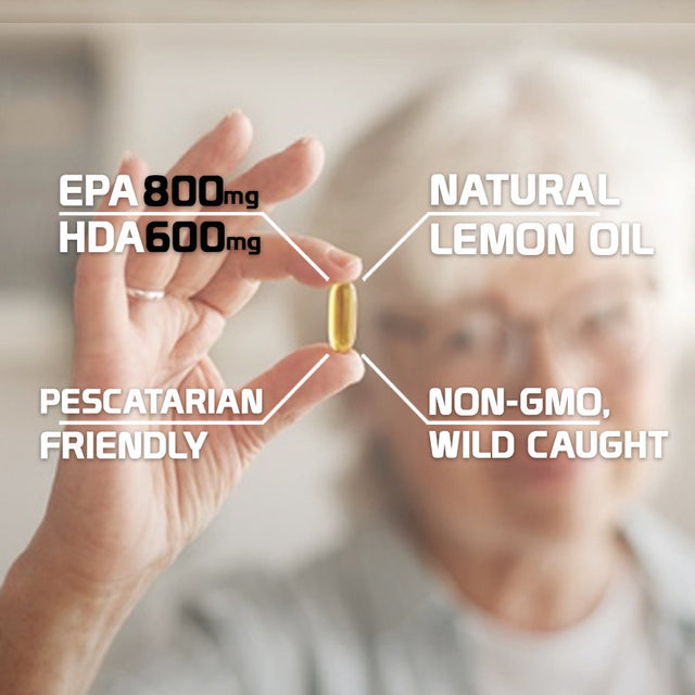 Omega 3 Fish Oil Lemon Flavor Premium by Health Dose, 120 Softgels 2 Month, 2000Mg Triple Strength with EPA + DHA, Immune Support, Heart, Brain, Joints & Skin, No More Fish Burps, Gluten-Free, Non-Gmo