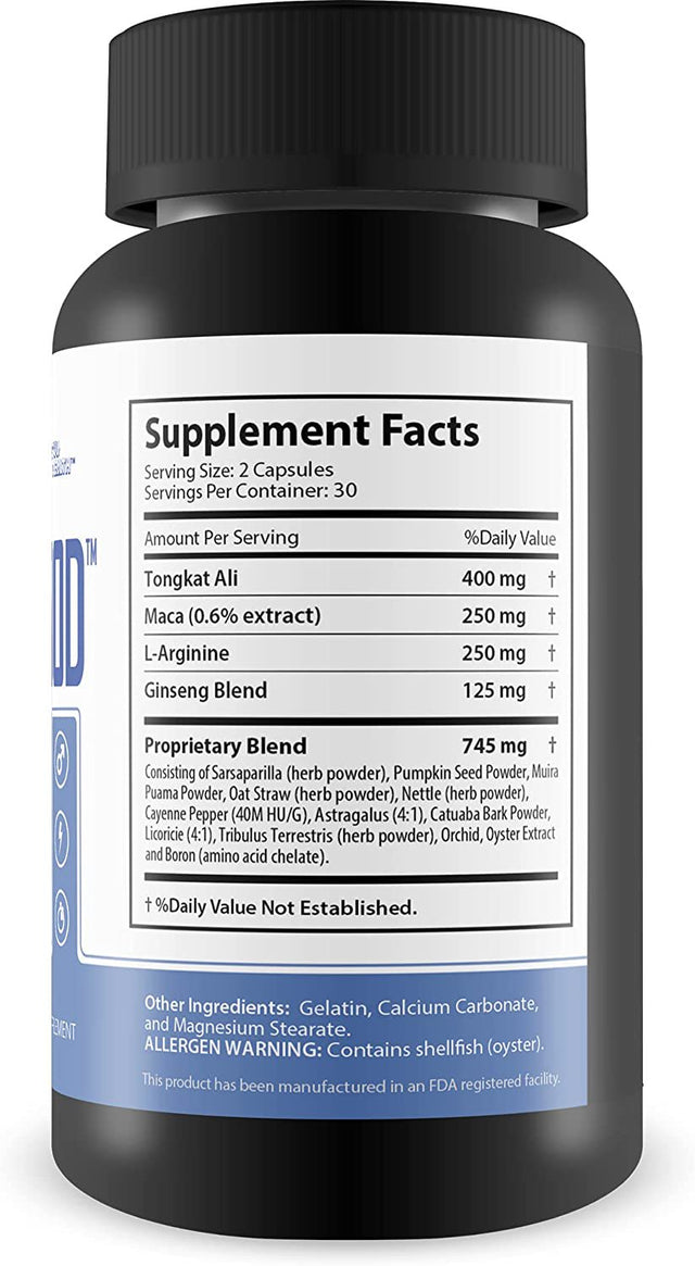 Max Manhood Testosterone Booster Pills - Aids in Improved Muscle Growth, Performance, & Nutrient Delivery - with L-Arginine for Blood Flow - 60 Count