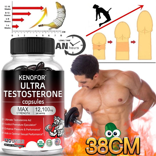 KENOFOR Ultra Testosterone Softgels - 12,100 Mg per Serving - the Ultimate Testosterone Booster to Support Endurance, Muscle, and Energy