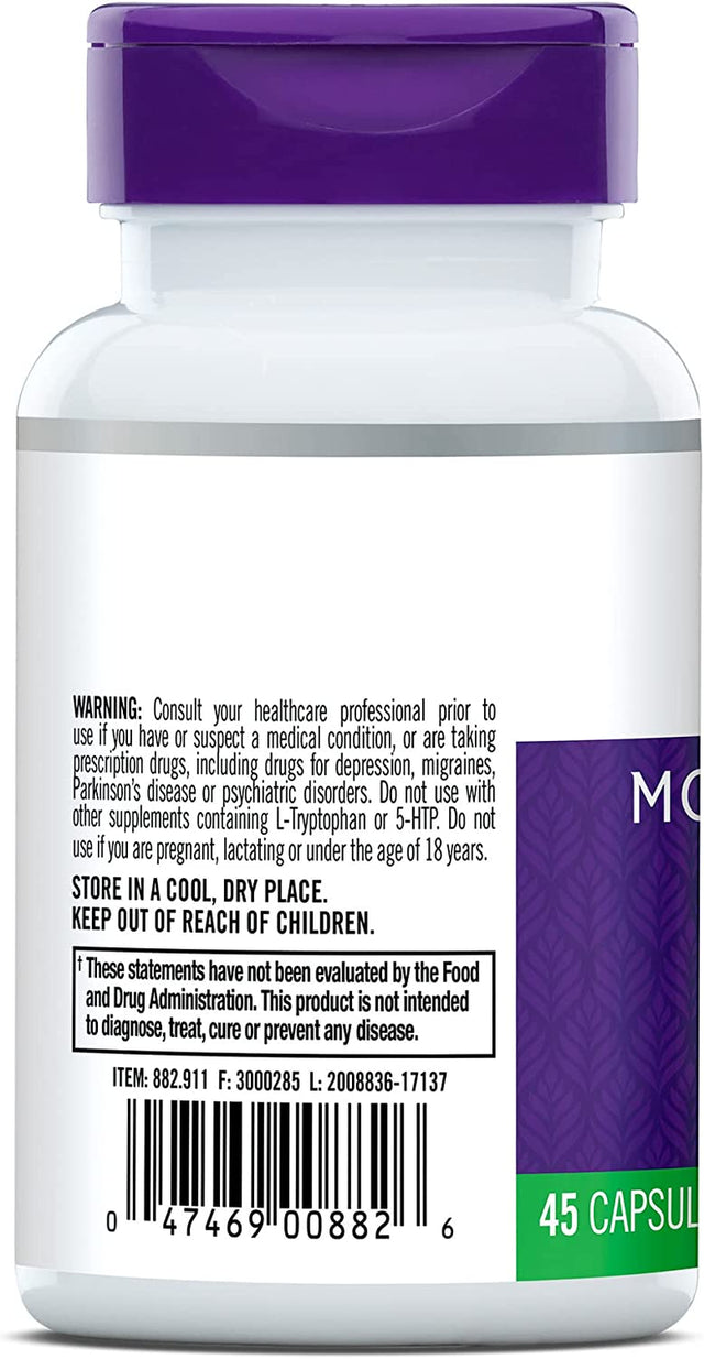 Natrol Mood & Stress 5-HTP 50Mg, Dietary Supplement Helps Support a Balanced Mood, 45 Capsules, 11-45 Day Supply