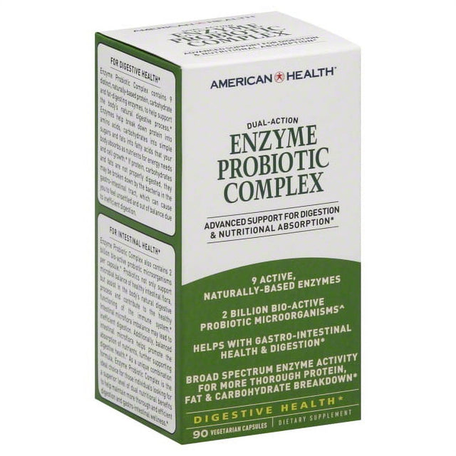 American Health - Enzyme Probiotic Complex Dual Action 2 Billion CFU - 90 Vegetarian Capsules