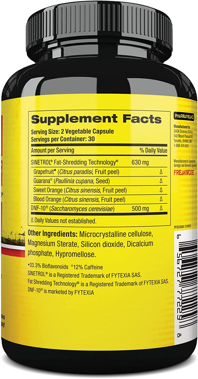 Pharmafreak Lean Freak - Hybrid Weight Loss & Satiety Enhancer - 60 Ct - Full 30 Day Supply - Featuring Clinically Proven Sinetrol & DNF-10 for Maximum Results - 60 Veggie Caps