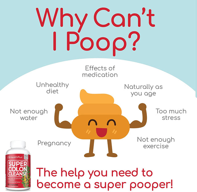 Health plus Super Colon Cleanse Digestive Support | Constipation Relief to Reduce Bloating with Probiotics, Senna Leaf, & Psyllium Husk | More than 1 Cleanse, 60 Capsules