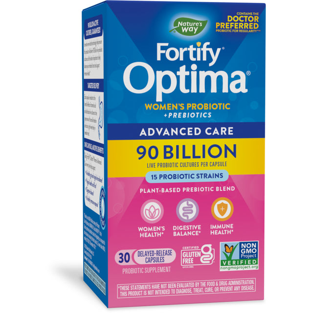 Nature’S Way Fortify Optima Women’S Daily Probiotic, 90 Billion, 15 Strains, Prebiotic, 30 Capsules