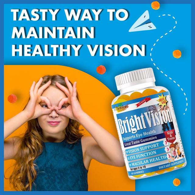 Brightvision Eye Vitamins Supplements Lutein Gummies Kids for Eye Vision Health Care Additive-Free Chewable Lutein Gummy for Macular Health, Blue Light, Eye Strain, Dry Eye Protection