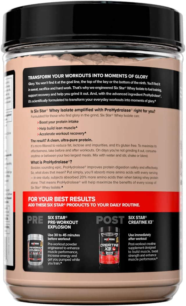 Whey Protein Isolate Six Star 100% Whey Isolate Protein Powder Whey Protein Powder for Muscle Gain Post Workout Muscle Recovery + Muscle Builder Chocolate Protein Powder (20 Servings)
