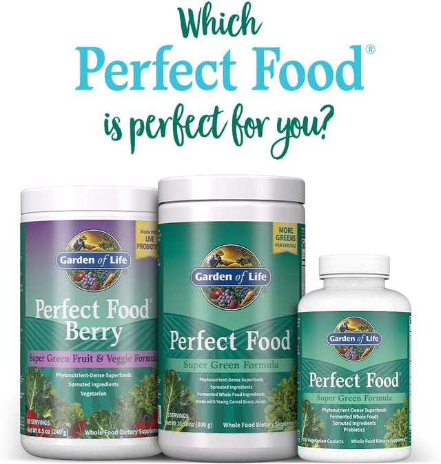 Garden of Life Perfect Food Super Green Formula - 14 Servings | 45 Superfoods, Greens, Fruit & Veggie Juice Superfood Powder Supplement, Probiotics & Organic Spirulina for Digestion & Immune Health