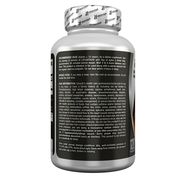 Liponitro Thermo-Burn Diet Pills with Nitro Energy, 120 Tablets - Intechra Health