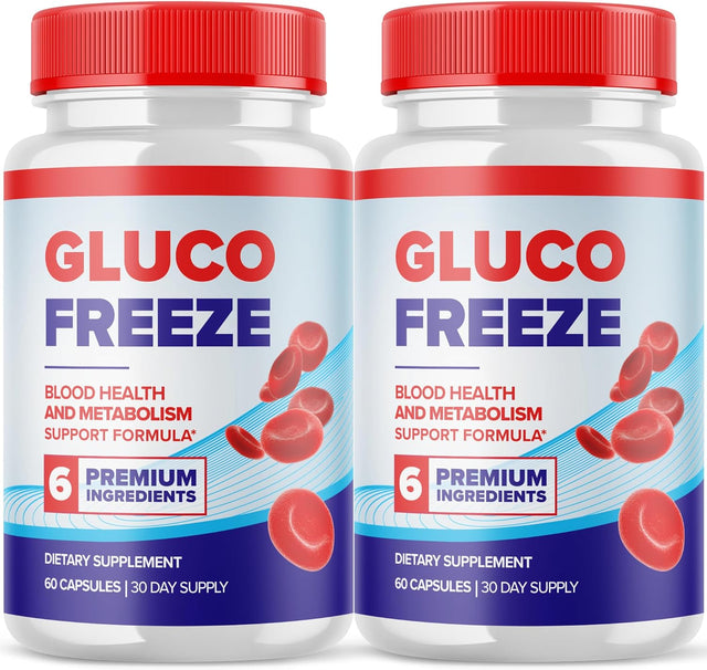 (2 Pack) Gluco Freeze Pills - Pills for Blood Advanced Formula - Gluco Freeze Capsules Blood Support Supplement (120 Capsules)