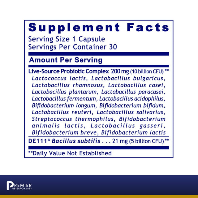 Premier Research Labs Microbiome-18 - Supports Intestinal Microbial & Gut Health - Features Probiotic Formula Containing 18 Beneficial Strains & 15 Billion Cfus per Cap - 30 Plant-Source Capsules