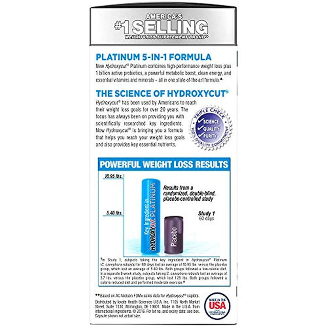 Weight Loss Pills for Women & Men | Hydroxycut Platinum | Probiotic + Weight Loss Supplement Pills | Energy Pills | Metabolism Booster for Weight Loss | Weightloss & Energy Supplements | 60 Pills