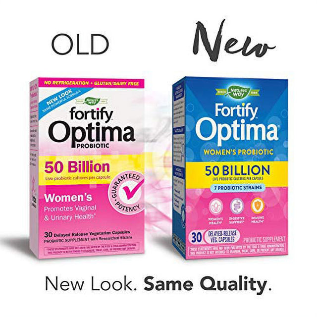 Nature’S Way Fortify Optima Women’S 50 Billion Daily Probiotic Supplement, 7 Probiotic Strains, Digestive Support*, Immune Health*, Women’S Health*, No Refrigeration Required, 30