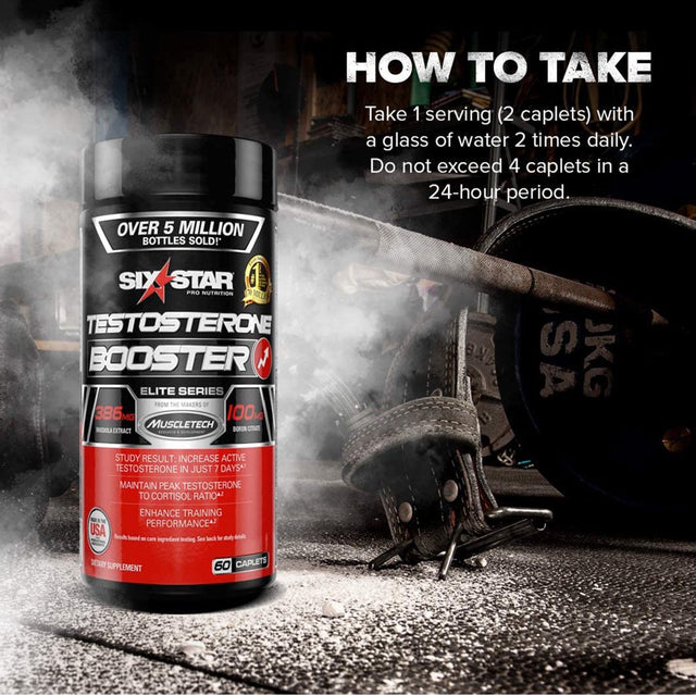 Six Star Testosterone Booster Enhances Training Performance, 60Ct, 4 Pack