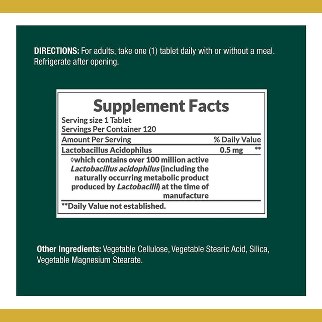 Nature'S Bounty Nature'S Bounty Probiotic Acidophilus, 360 Tablets (3 X 120 Count Bottles),, 360 Count ()