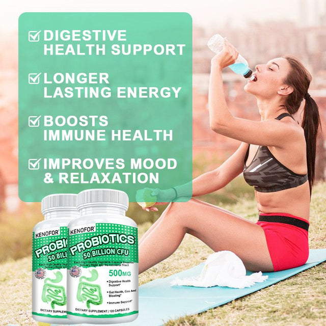 KENOFOR Probiotic 50 Billion for Women and Men with Lactobacillus Acidophilus for Digestive, Colon and Immune Support Daily Gas Relief Dairy-Free