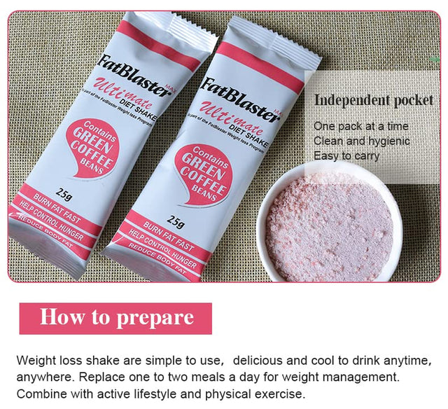 Wins Town Weight Loss Shake, Fat Blaster Diet Shake, Meal Replacement Powder for Dieters, High Protein and Increase Energy (Strawberry Flavor, 25G*10Bags)