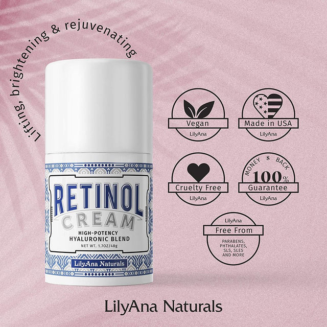 Lilyana Naturals Retinol Cream for Face - Retinol Cream, anti Aging Cream, Retinol Moisturizer for Face, Wrinkle Cream for Face, Retinol Complex - 1.7Oz