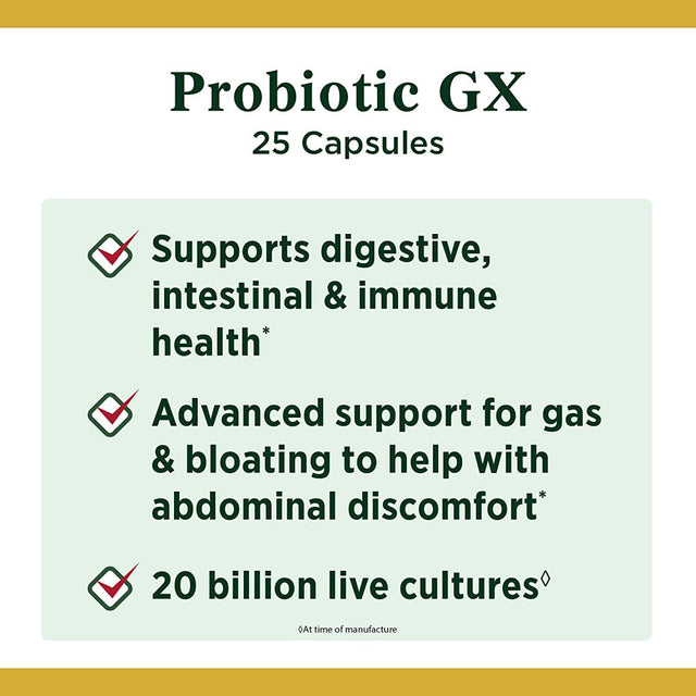 Nature'S Bounty Probiotic GX, Gas and Bloating Capsules, 25 Ct