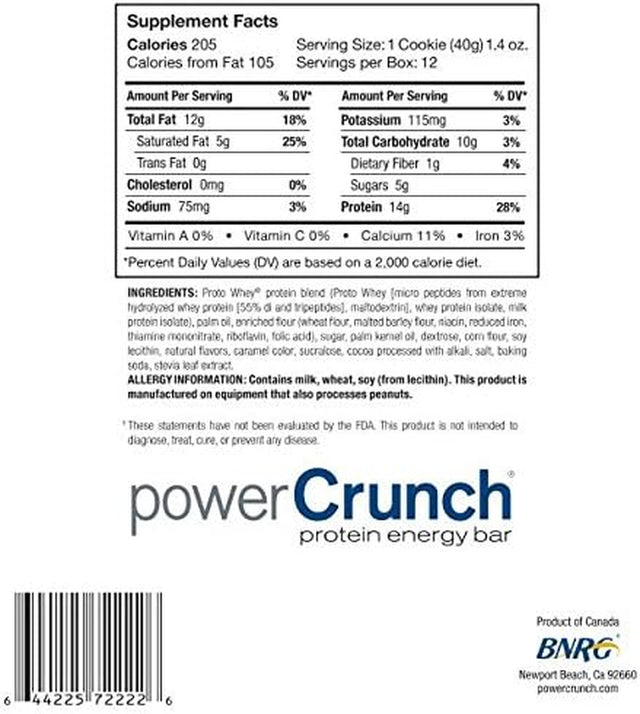 Power Crunch Protein Energy Bar Original Cookies Creme (12 Bars)