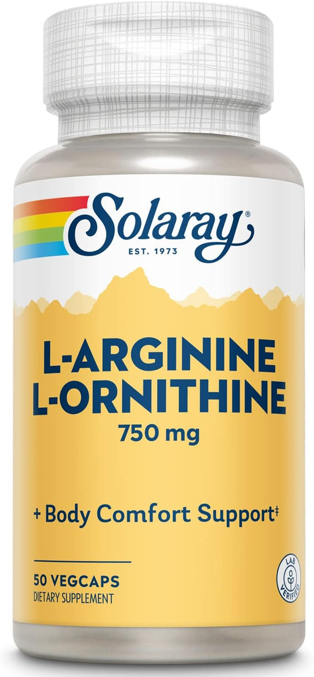 SOLARAY L-Arginine & L-Ornithine, Veg Cap (Btl-Plastic) | 50Ct