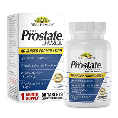 Real Health the Prostate Formula with Saw Palmetto Supplement for Men, 1 Month Supply, Supports Healthy Prostate Function, Better Bladder Emptying, Reduced Urinary Urges, 90 Tablets