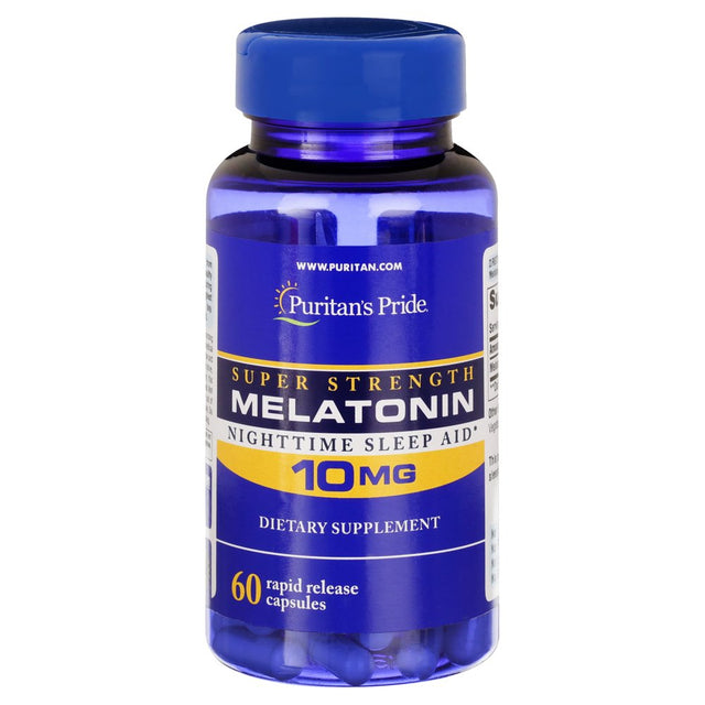 Puritan'S Pride Super Strength Melatonin 10Mg Rapid Release Capsules, 60-Count