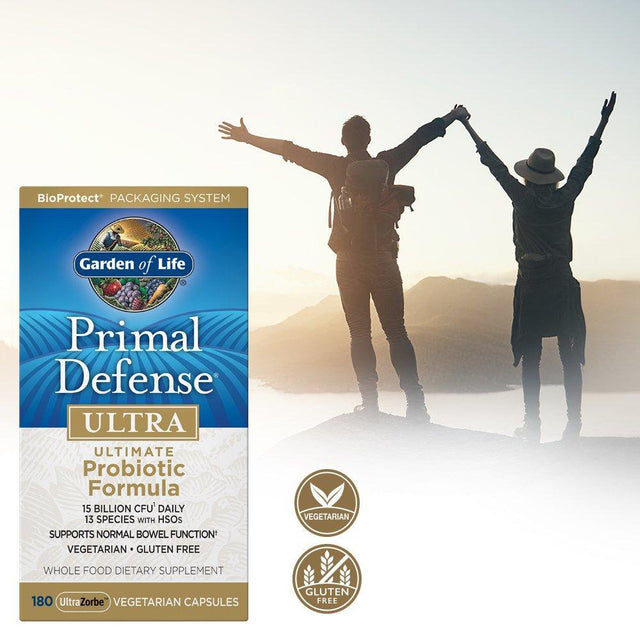 Garden of Life Whole Food Probiotic Supplement - Primal Defense Ultra Ultimate Probiotic Dietary Supplement for Digestive and Gut Health, 180 Vegetarian Capsules 180 Count (Pack of 1)