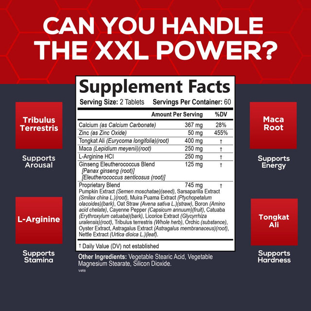 Natural Male Booster for Men - Male Enhancing Supplement - Natural Performance Booster for Energy, Endurance, Size, Stamina, Strength & Muscle Recovery Support with L-Arginine, Tongkat Ali - 120 Pills