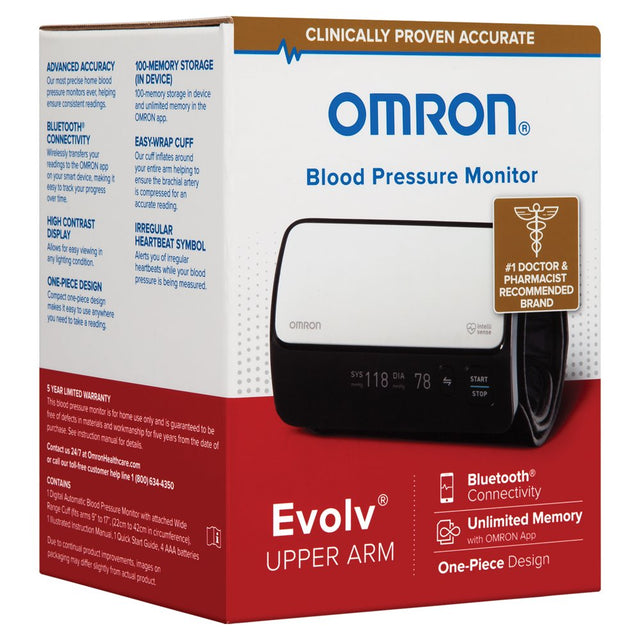 OMRON Evolv Wireless Blood Pressure Monitor (BP7000), Upper Arm Cuff, Digital Bluetooth Blood Pressure Machine, Portable One-Piece Design