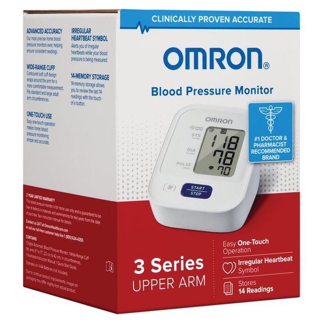 Omron BP7100 3 Series Upper Arm Blood Pressure Monitor & CD-WR17 Advanced-Accuracy Series Wide-Range D-Ring Cuff