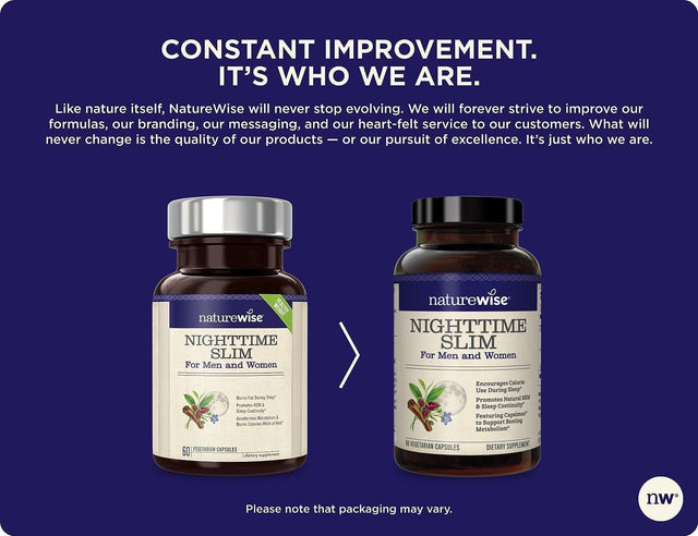 Naturewise Nighttime Slim with Capsimax - Natural Thermogenic Green Coffee Bean & Forskolin Supports Restful Sleep, Optimal Metabolic Performance [(1 Month Supply - 60 Count)