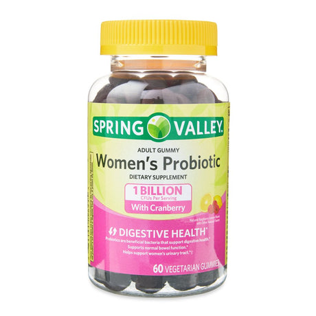 Spring Valley Women'S Cranberry Probiotic Supplement Vegetarian Gummies, Raspberry Lemon, 60 Count